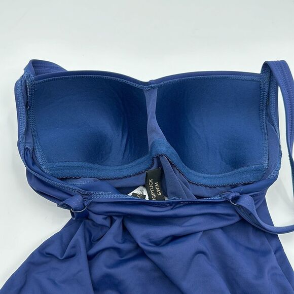 Niptuck Swim Swimsuit Womens 6 Multi Fit Cup One Piece Ruched Blue - Picture 5 of 12